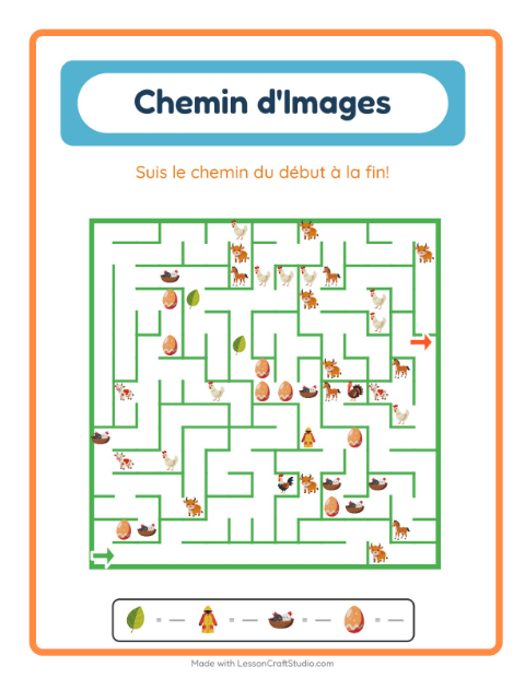 Aperçu de la fiche Parcours Illustré avec Printemps pour École maternelle (grande section, 5-7 ans)