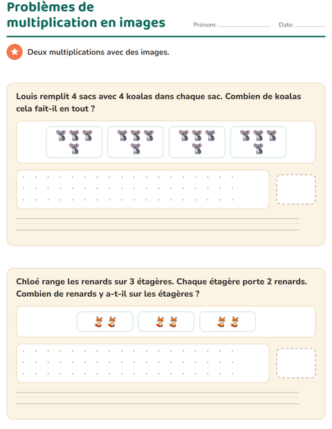 Problèmes de multiplication : des groupes égaux dessinés