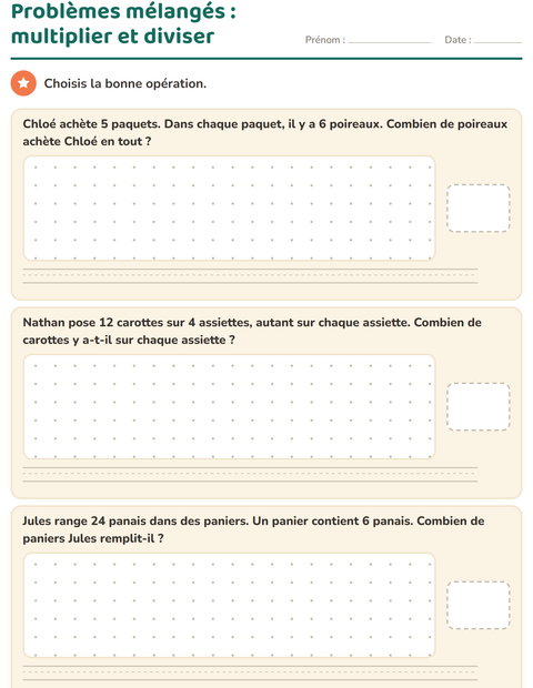 Aperçu de la fiche Petits problèmes avec Légumes pour CE2 (cours élémentaire 2)