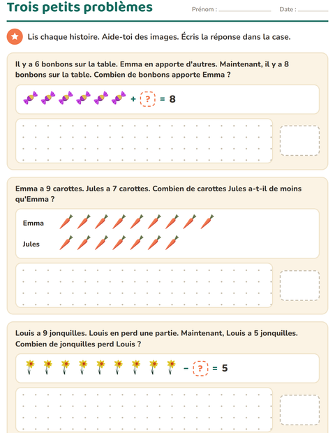 Aperçu de la fiche Petits problèmes avec Pâques pour CP (cours préparatoire)