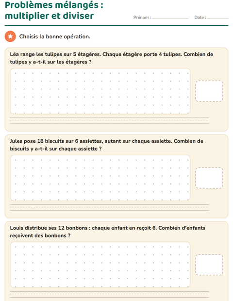 Aperçu de la fiche Petits problèmes avec Pâques NB pour CE2 (cours élémentaire 2)