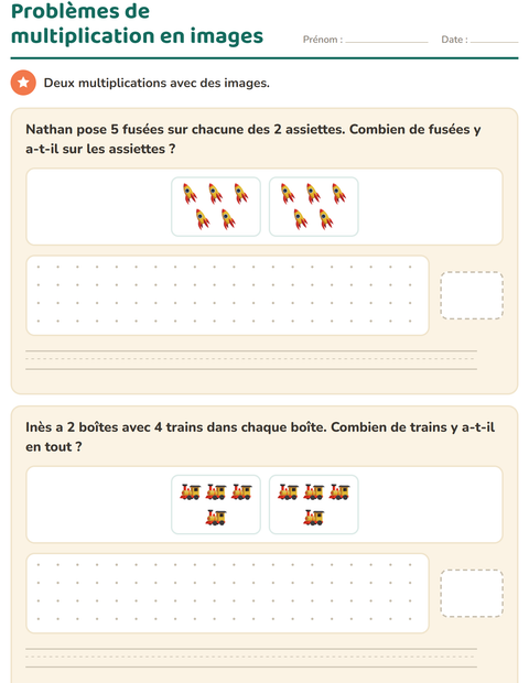 Aperçu de la fiche Petits problèmes avec Jouets pour CE2 (cours élémentaire 2)