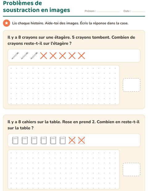 Aperçu de la fiche Petits problèmes avec Salle de classe (N&B) pour CP (cours préparatoire)