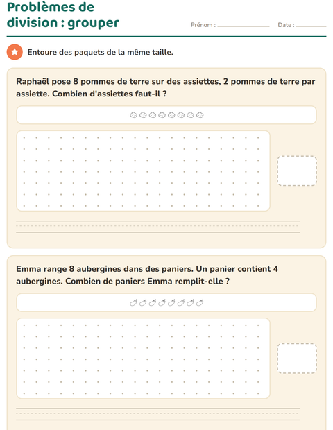 Aperçu de la fiche Petits problèmes avec Légumes NB pour CE2 (cours élémentaire 2)