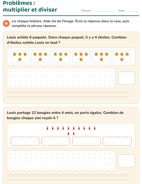 Aperçu de la fiche Petits problèmes avec Noël pour CE2 (cours élémentaire 2)