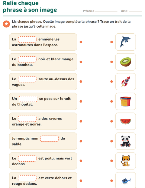 Aperçu de la fiche Phrases à trous pour CP (cours préparatoire)