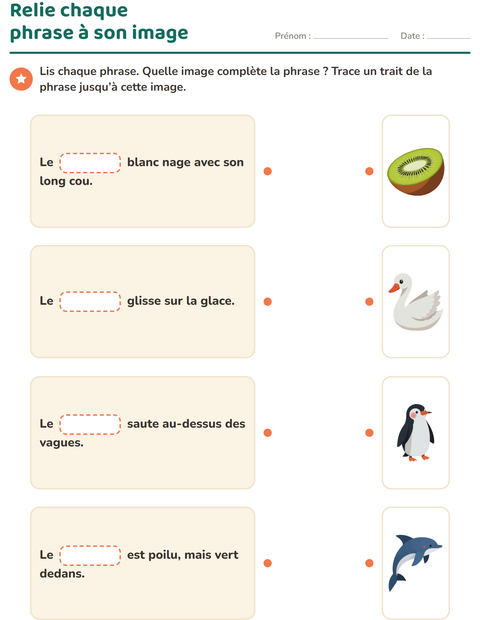 Aperçu de la fiche Phrases à trous pour CP (cours préparatoire)