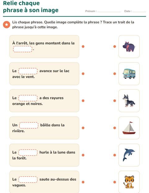 Aperçu de la fiche Phrases à trous pour CP (cours préparatoire)
