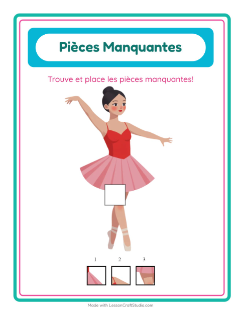 Aperçu de la fiche Pièces Manquantes avec Activités pour École maternelle (grande section, 5-7 ans)