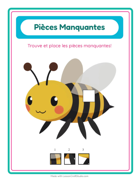 Aperçu de la fiche Pièces Manquantes avec Animaux de la ferme pour École maternelle (grande section, 5-7 ans)