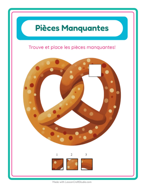 Aperçu de la fiche Pièces Manquantes avec Boulangerie pour École maternelle (grande section, 5-7 ans)