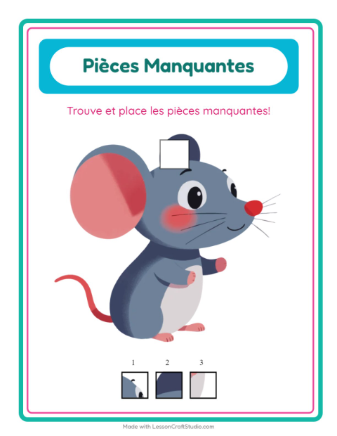 Aperçu de la fiche Pièces Manquantes avec Créatures de la forêt pour École maternelle (grande section, 5-7 ans)