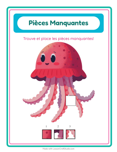 Aperçu de la fiche Pièces Manquantes avec Été pour École maternelle (grande section, 5-7 ans)
