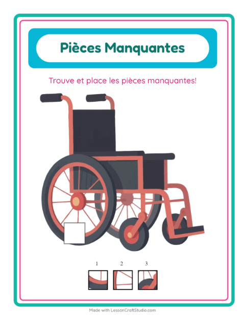 Aperçu de la fiche Pièces Manquantes avec Hôpital pour École maternelle (grande section, 5-7 ans)
