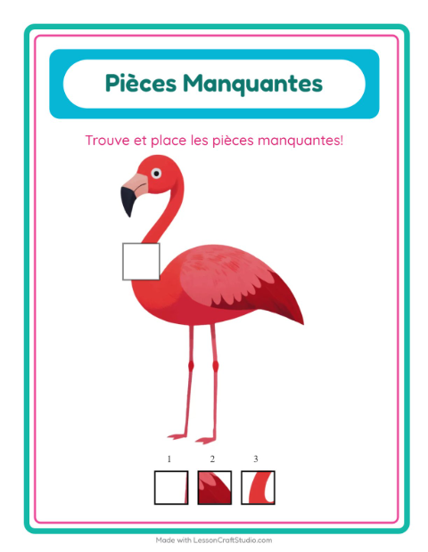 Aperçu de la fiche Pièces Manquantes avec Oiseaux pour École maternelle (grande section, 5-7 ans)