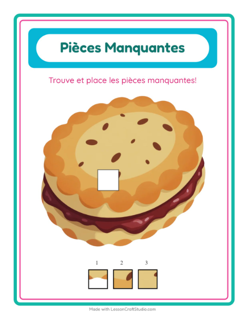 Aperçu de la fiche Pièces Manquantes avec Petit-déjeuner pour École maternelle (grande section, 5-7 ans)