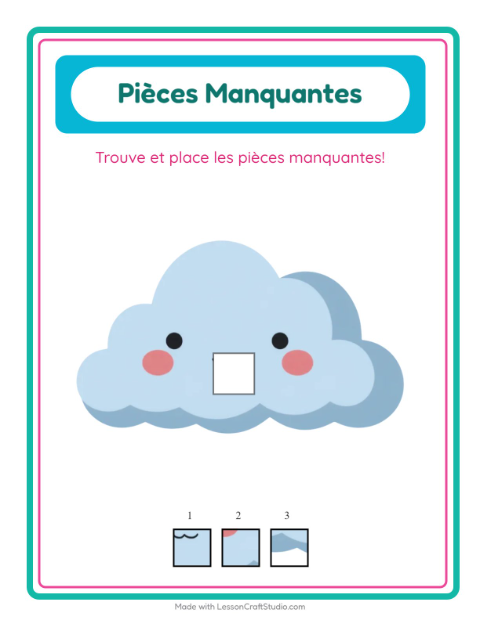 Aperçu de la fiche Pièces Manquantes avec Printemps pour École maternelle (grande section, 5-7 ans)