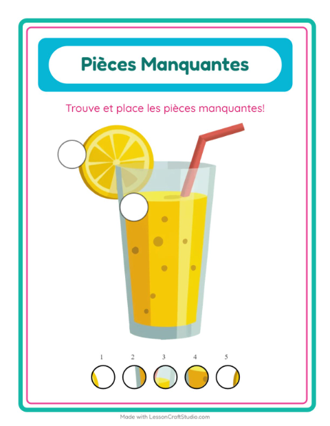 Aperçu de la fiche Pièces Manquantes avec 4 juillet pour École maternelle (grande section, 5-7 ans)