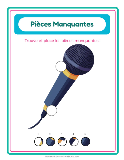 Aperçu de la fiche Pièces Manquantes avec Activités pour École maternelle (grande section, 5-7 ans)