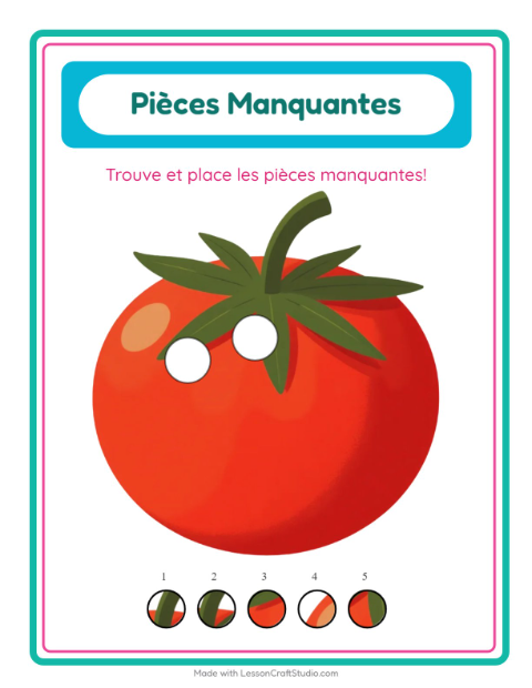 Aperçu de la fiche Pièces Manquantes avec Au supermarché pour École maternelle (grande section, 5-7 ans)