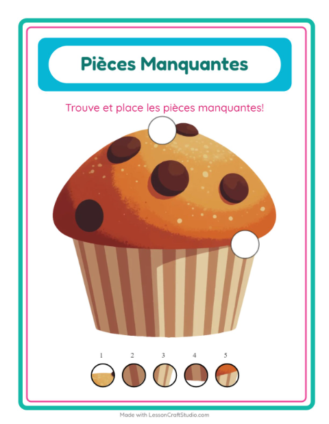 Aperçu de la fiche Pièces Manquantes avec Boulangerie pour École maternelle (grande section, 5-7 ans)