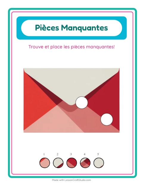Aperçu de la fiche Pièces Manquantes avec Bureau de poste pour École maternelle (grande section, 5-7 ans)