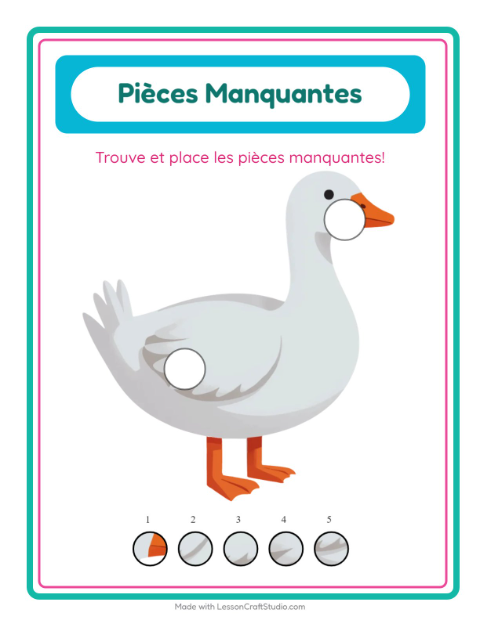 Aperçu de la fiche Pièces Manquantes avec Choses qui volent pour École maternelle (grande section, 5-7 ans)