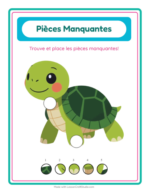 Aperçu de la fiche Pièces Manquantes avec Créatures de la forêt pour École maternelle (grande section, 5-7 ans)