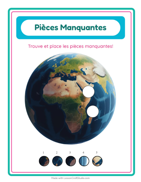 Aperçu de la fiche Pièces Manquantes avec Espace pour École maternelle (grande section, 5-7 ans)