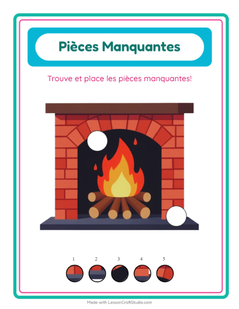 Aperçu de la fiche Pièces Manquantes avec Hiver pour École maternelle (grande section, 5-7 ans)
