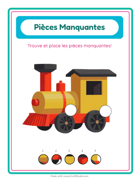 Aperçu de la fiche Pièces Manquantes avec Jouets pour École maternelle (grande section, 5-7 ans)
