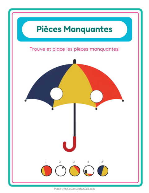 Aperçu de la fiche Pièces Manquantes avec Météo pour École maternelle (grande section, 5-7 ans)