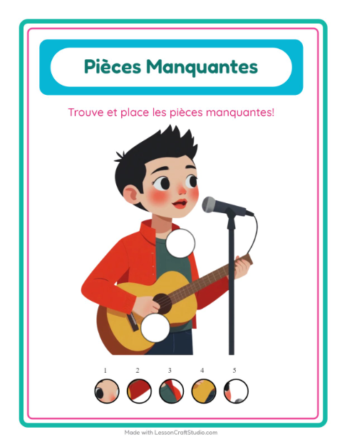 Aperçu de la fiche Pièces Manquantes avec Métiers pour École maternelle (grande section, 5-7 ans)