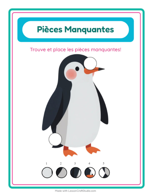 Aperçu de la fiche Pièces Manquantes avec Oiseaux 2 pour École maternelle (grande section, 5-7 ans)