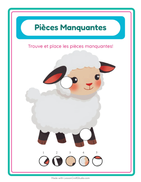 Aperçu de la fiche Pièces Manquantes avec Pâques pour École maternelle (grande section, 5-7 ans)