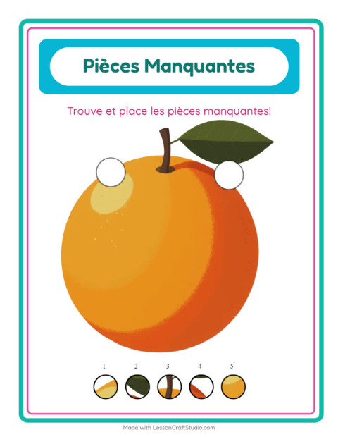 Aperçu de la fiche Pièces Manquantes avec Petit-déjeuner pour École maternelle (grande section, 5-7 ans)