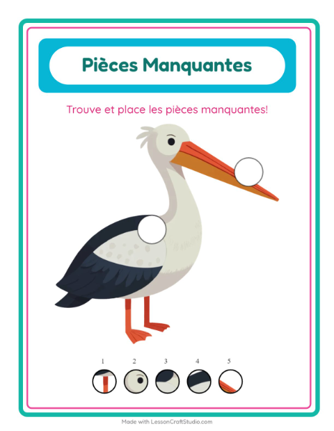 Aperçu de la fiche Pièces Manquantes avec Plage pour École maternelle (grande section, 5-7 ans)