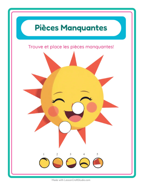 Aperçu de la fiche Pièces Manquantes avec Printemps pour École maternelle (grande section, 5-7 ans)