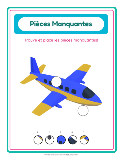 Aperçu de la fiche Pièces Manquantes avec Véhicules pour École maternelle (grande section, 5-7 ans)