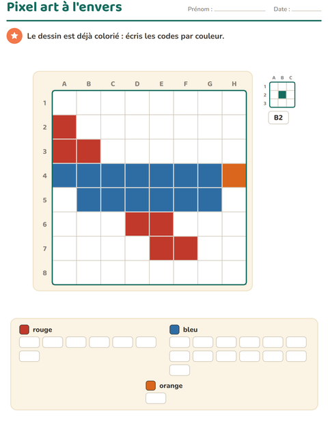 Aperçu de la fiche Pixel art pour CE1 (cours élémentaire 1)