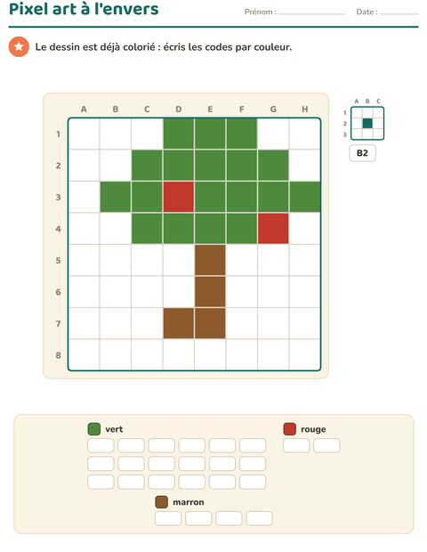 Aperçu de la fiche Pixel art pour CE1 (cours élémentaire 1)