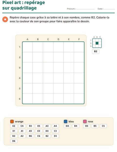 Aperçu de la fiche Pixel art pour CE1 (cours élémentaire 1)