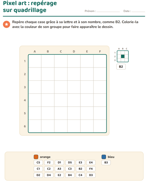 Aperçu de la fiche Pixel art pour CE1 (cours élémentaire 1)