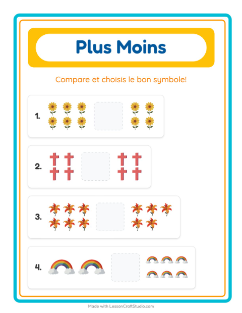 Aperçu de la fiche Plus Ou Moins avec Pâques pour École maternelle (petite/moyenne section, 3-5 ans)