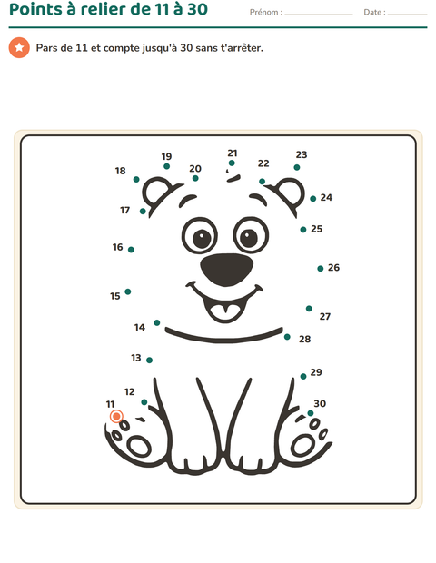 Aperçu de la fiche Points à relier pour École maternelle (grande section, 5-7 ans)