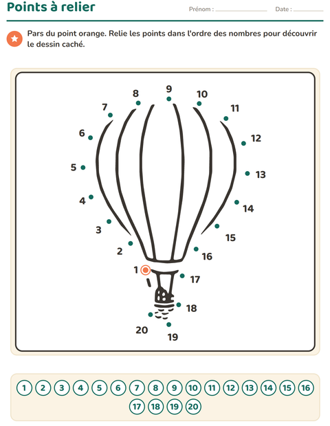 Aperçu de la fiche Points à relier pour École maternelle (grande section, 5-7 ans)