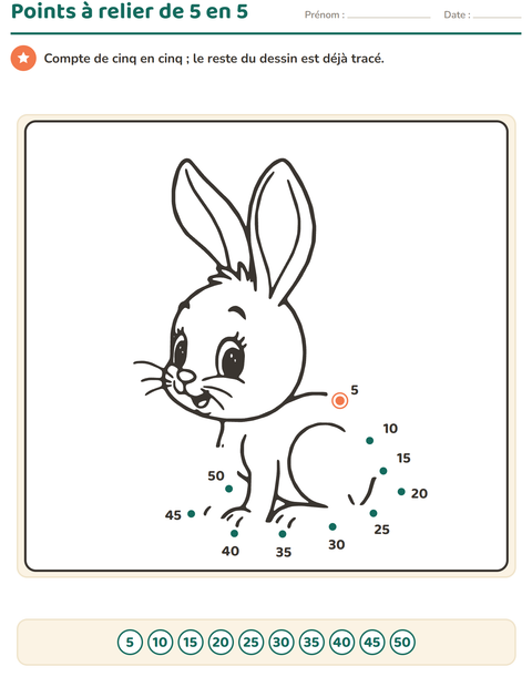Aperçu de la fiche Points à relier pour CE1 (cours élémentaire 1)