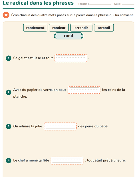 Aperçu de la fiche Préfixes et suffixes pour CE2 (cours élémentaire 2)