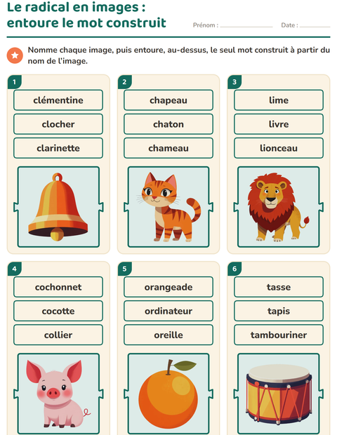 Aperçu de la fiche Préfixes et suffixes pour CP (cours préparatoire)