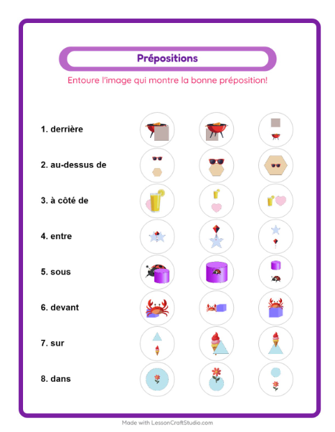 Les positions – Été